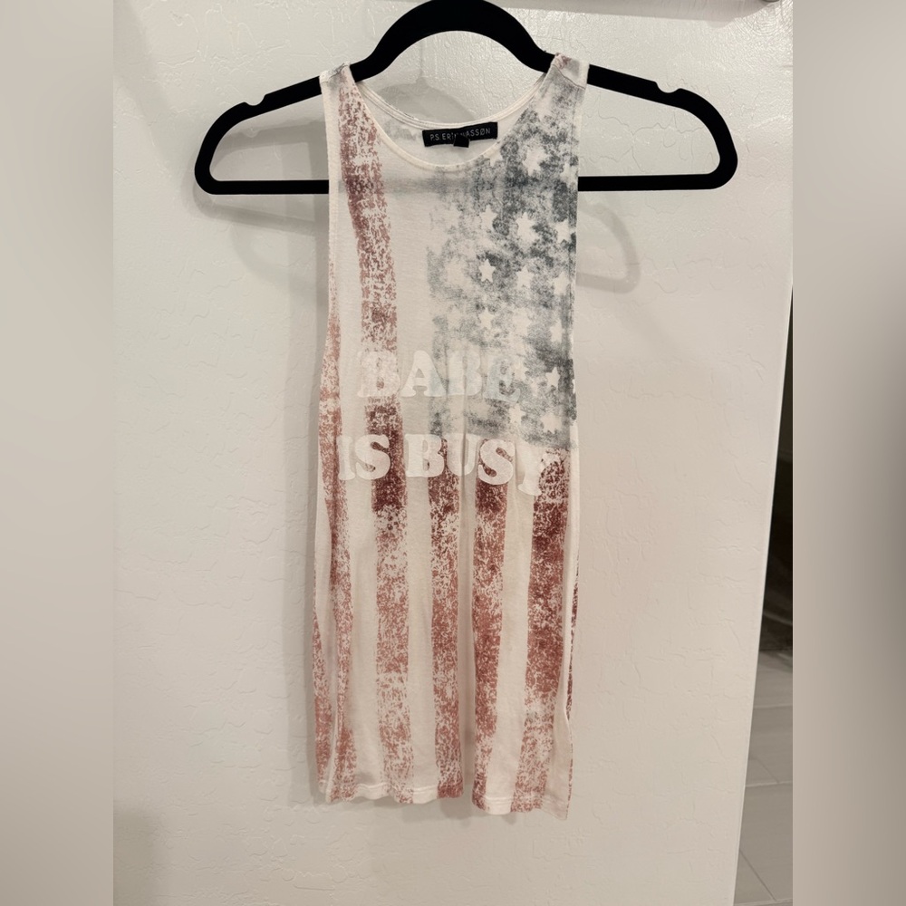 P.S. Erin Wasson American Flag Graphic Tank Top